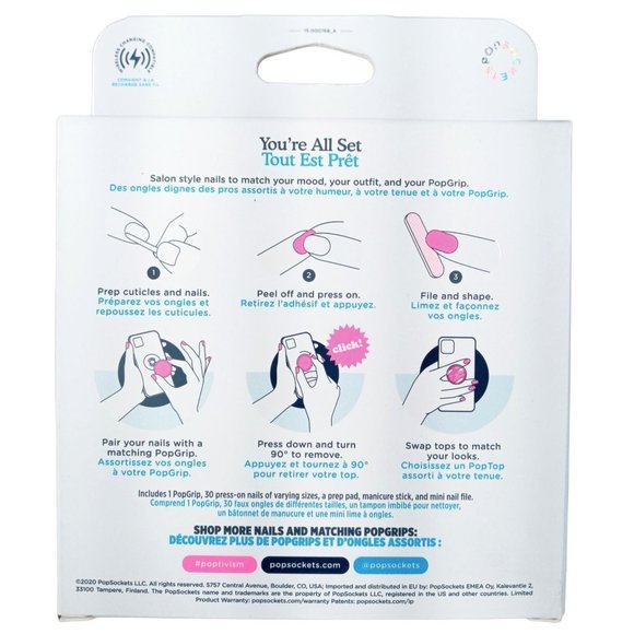 Popsocket Nails Phone Grip Matching Kit 80s Pastels Painterly 804569 Set Pink - Picture 3 of 4